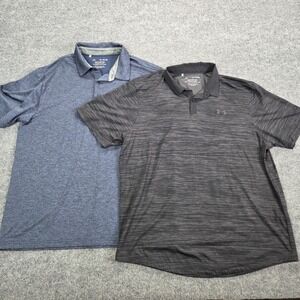 Lot of 2 Under Armour Iso-Chill Playoff Polo Shirt Mens XL Gray Golf Performance